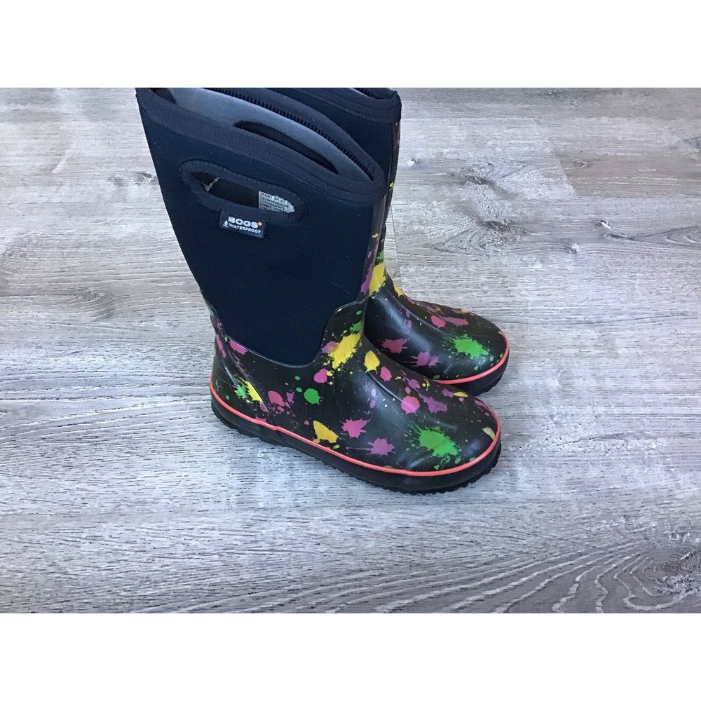 BOGS Youth Size 5 Classic Paint Splat Pull On Winter Snow Boots Kids Boot